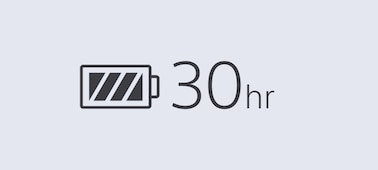    An icon of a battery with texts reading as “30hr”